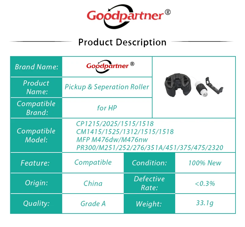 10 шт./набор, CP2025 CM1415 CP1515 M476 пикап разделительный ролик для hp CP1215 CP1210 CP1510 CP1518 CP1525 CM1312 CM2320 M375 M475 1515