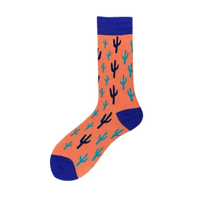 PEONFLY, 21 цвет, мужские носки, кактус, лотос, растение тюльпаны, с принтом Happy Socks, забавные, красочные, Harajuku Motion Calcetines Hombre - Цвет: 12
