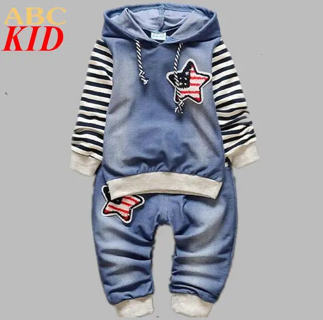 New Design Baby Boys font b Clothing b font Sets Denim Suits 2PCS font b Sport