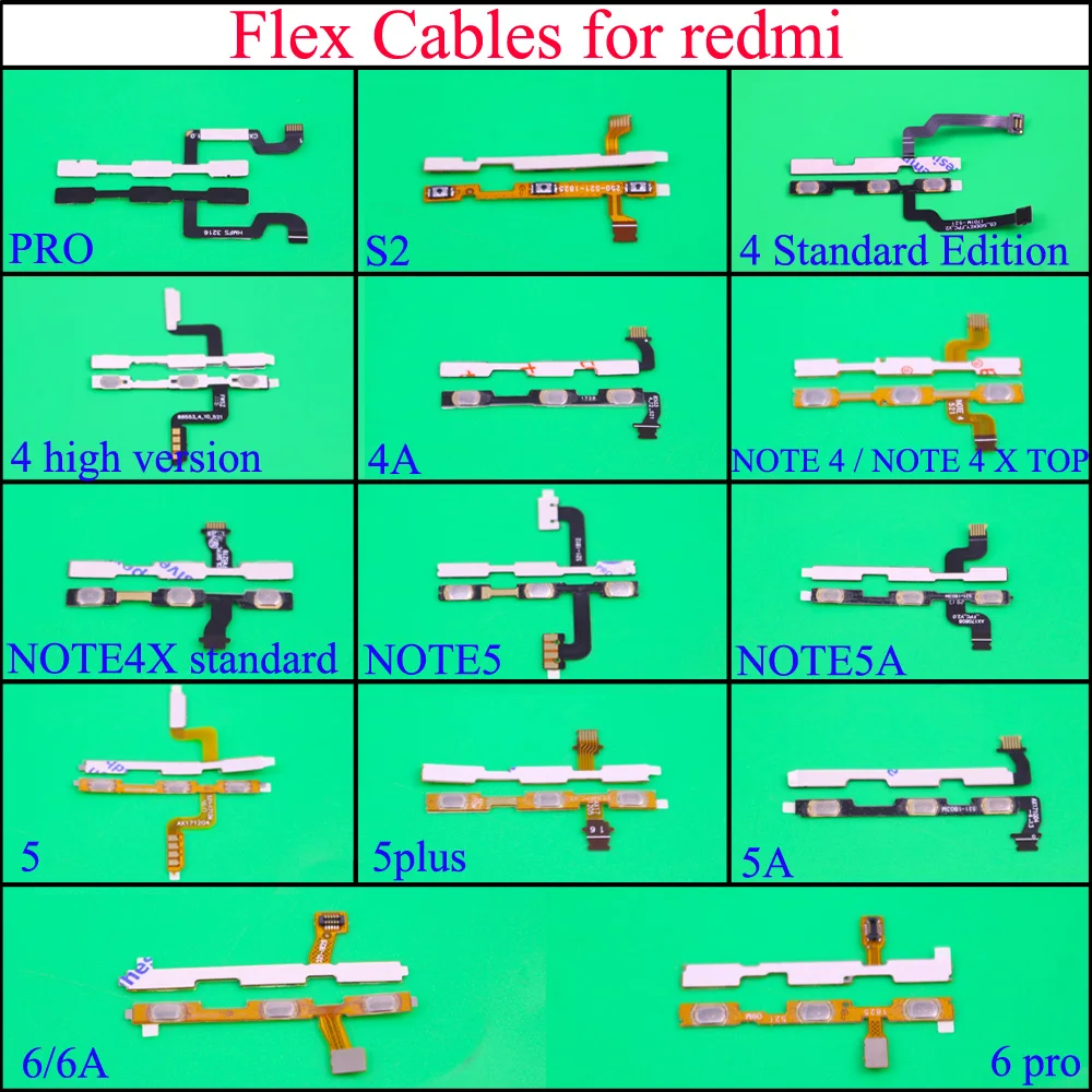 

Volume Button Power Switch On Off Button Flex Cable For Xiaomi Redmi pro s2 4A 5plus 5A 6A 6PRO NOTE5 Special Edition 4X Global