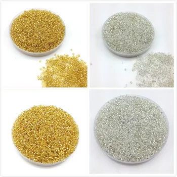 

16g 1000pcs 2mm Gold Silver Lined Round Garment Beads Loose Spacer Beads Cezch Glass Seed Beads Handmade Jewelry DIY Making Bead