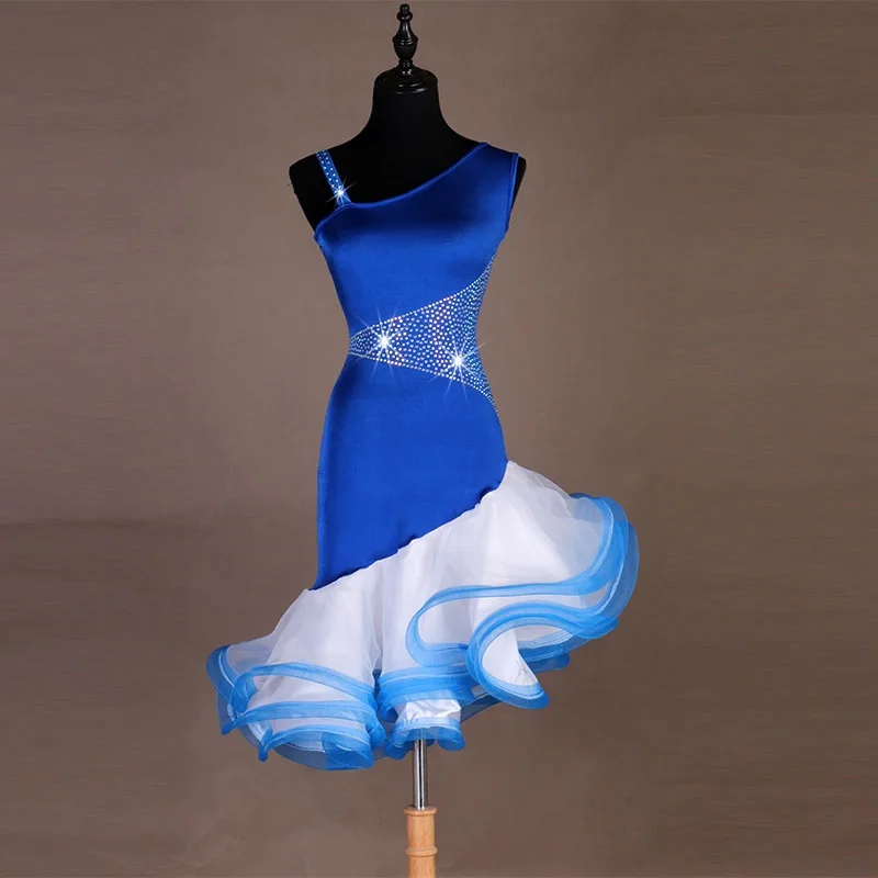 Латинский танец самба платье женские платье для латины конкурс платье Lq114 - Цвет: Синий