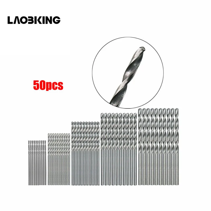 

50Pcs HSS 4241 High Speed Steel Drill Bit Set Tool 1mm 1.5mm 2mm 2.5mm 3mm