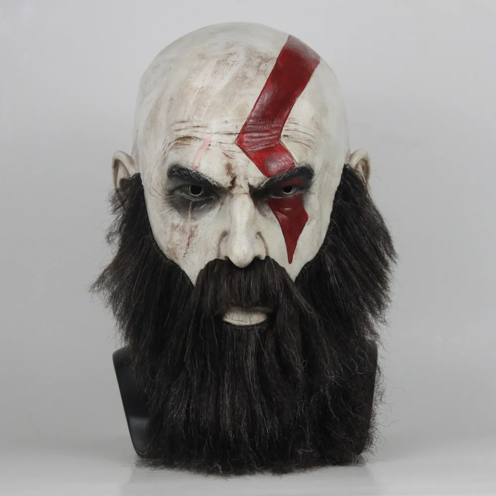 Игра God Of War 4 Кратос маска с бородой Косплэй ужас латексные маски для вечеринок Шлем Хэллоуин страшные вечерние реквизит