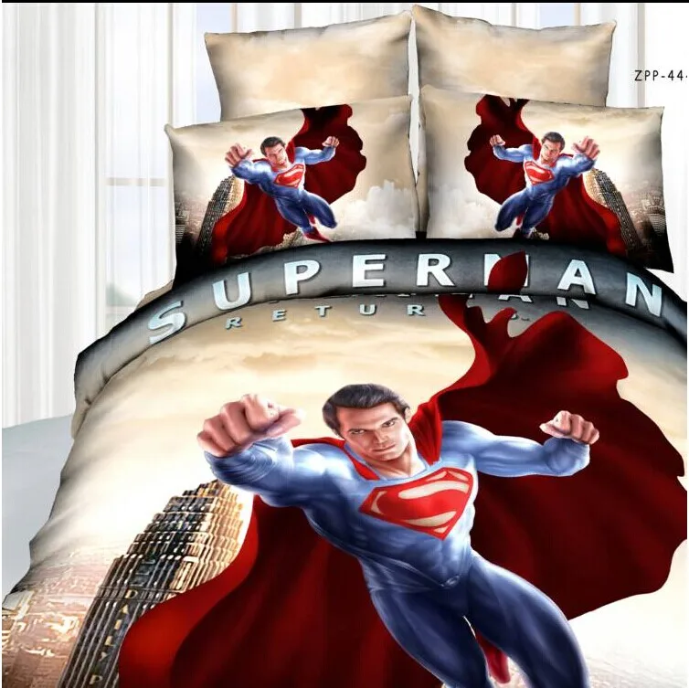 home textiles 100 cotton 3d bedclothes cool superman 4pcs bedding superman sheet sets