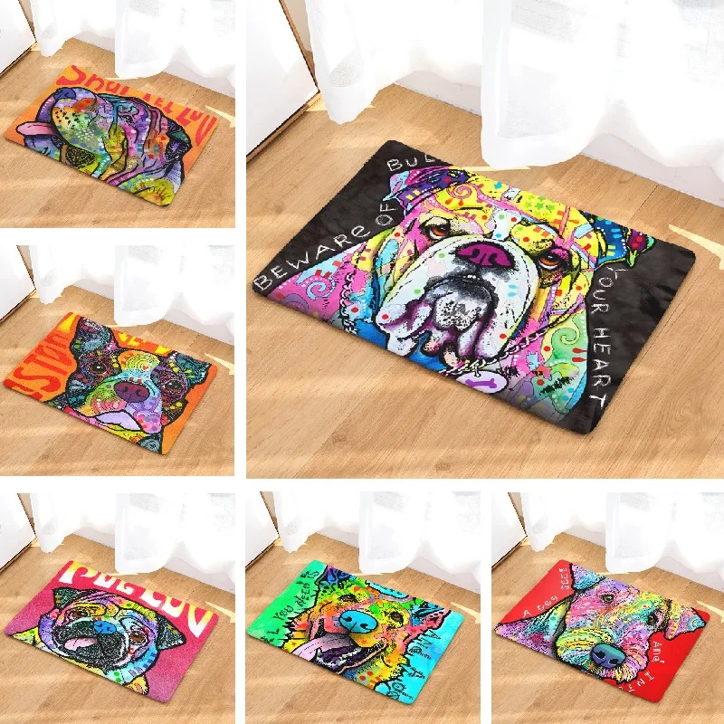 Téléchargement gratuit Images Tapis De Porte Peinture Coloree Chien Imprime Tapis Decoration De le plus cool salutations