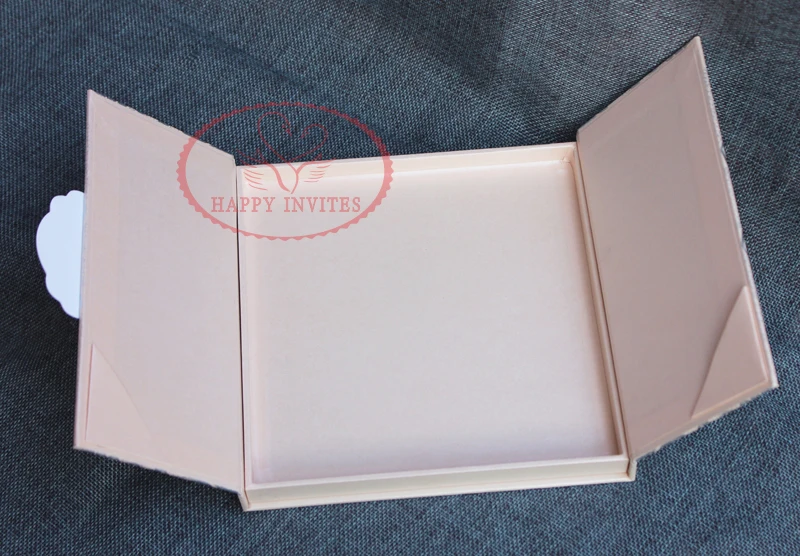 HI1144 - 11 Customized  Light Pink Hard Cover Box Wedding Card with Acrylic Invitation Made in China