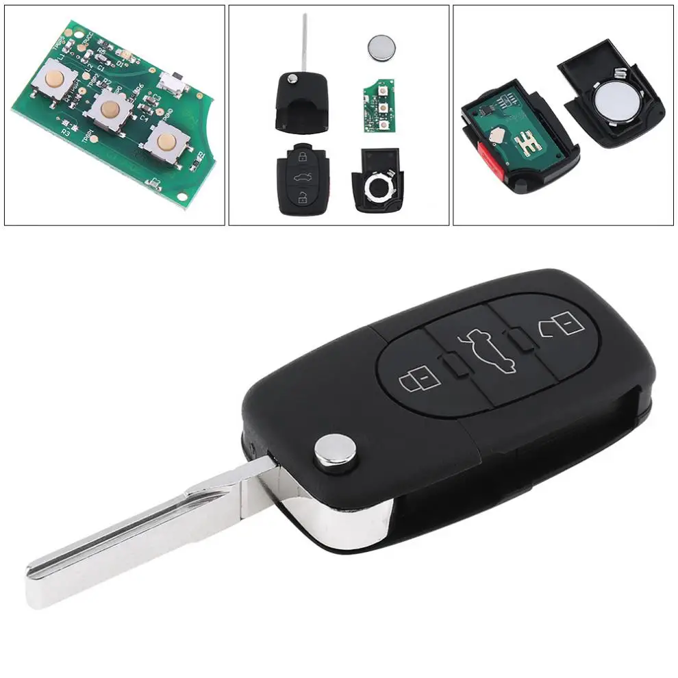 3 Knoppen Flip Ongesneden Autosleutel Entry Afstandsbediening Fob