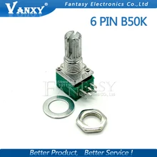 5 шт. RK097G 50 к один связанный потенциометр B50K с переключателем аудио 6pin вал 15 мм усилитель мощности уплотнительный потенциометр
