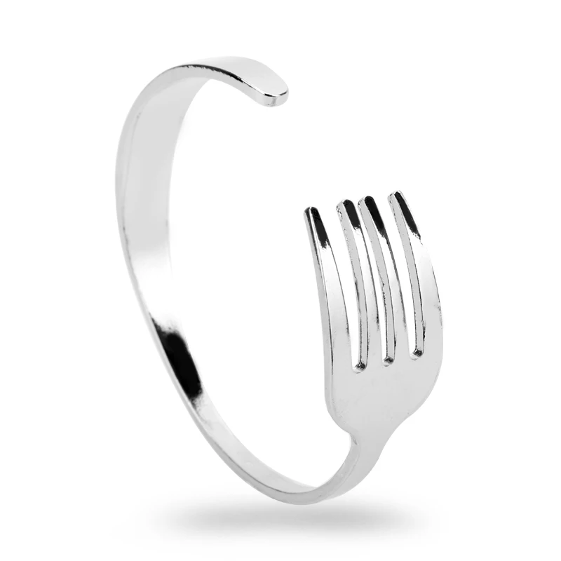 

MQCHUN Creative Design Fashion Knife Fork Cuff Bangle Silver Open Bracelets & Bangles for Men Women Hip Hop Jewelry Adjustable