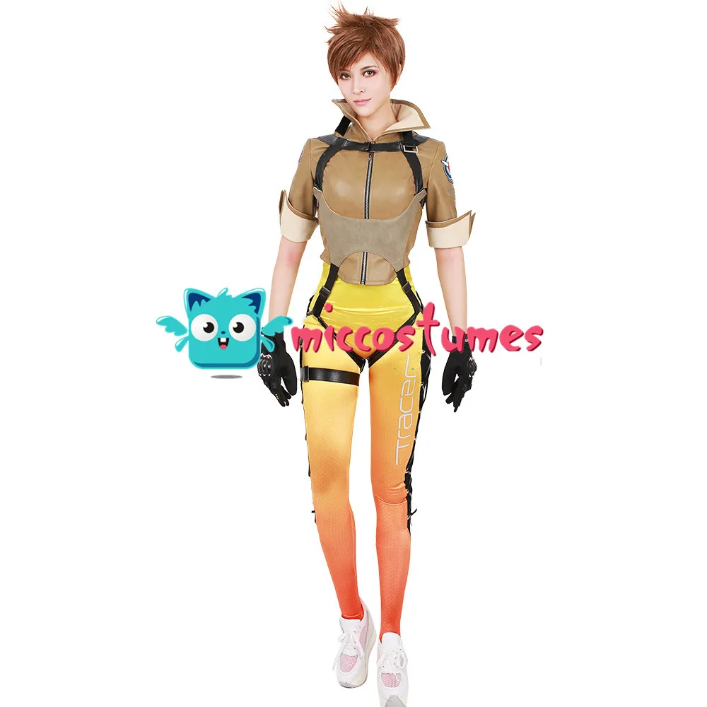 Lena Oxton женский костюм для косплея Одежда Хэллоуина|Игровые костюмы| |