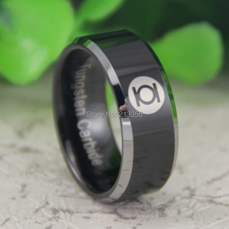 cheap price free shipping usa canada hot selling 8mm black silver bevel green lantern new mens - Green Lantern Wedding Ring cheap price free shipping usa canada hot selling 8mm black silver bevel green lantern new mens - Green Lantern Wedding Ring