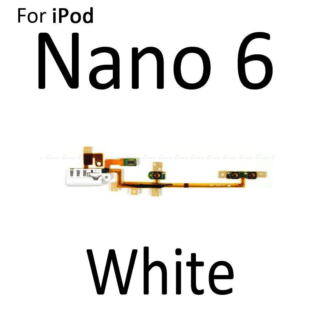 Высокое качество звука отключения питания Кнопка включения выключения гибкий кабель для iPod Touch 2 3 4 5 Nano 6 7 запасные части - Цвет: For Nano 6 White