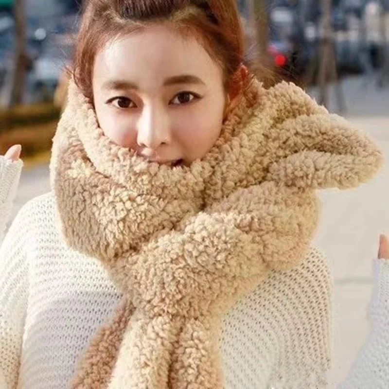 

New Winter& Autumn Women Warm Scarf Fashion Korea Solid Color Plush Wild Soft Faux Fur Collar 200x25cm Scarf For Ladies SA10