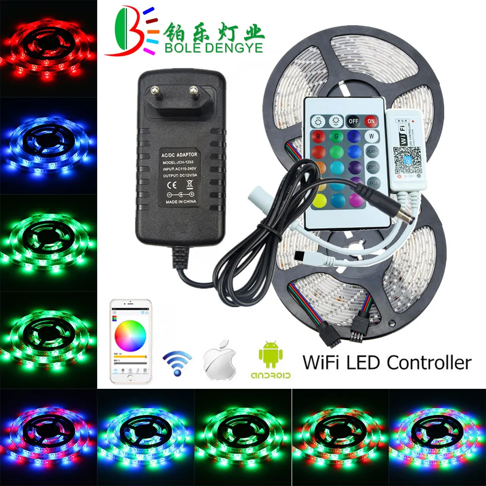 cheap 5M 10M Waterproof LED Strip Light DC 12V 60 leds m Flexible RGB Tape Ribbon WiFi LED Rope Lighting For Indoor Home Decoration