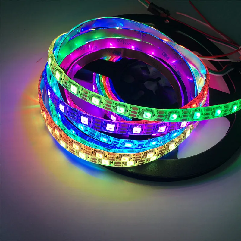 Светодиодная лента WS2811 WS2812B IC DC5V DC12V 60 светодиодов/м SMD 5050 RGB белый PCB Мечта Цвет
