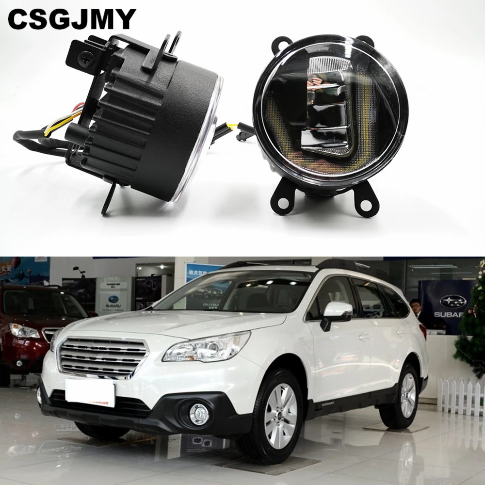 

3-IN-1 Functions Auto LED DRL Daytime Running Light Car Projector Fog Lamp with yellow signal For Subaru Outback 2013 -2016
