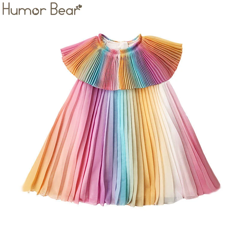 

Humor Bear Summer New Girls Dress Doll Collar Gradient Chiffon Fashion Pleated Dress Princess Party Dresses Baby Girls' Clothing