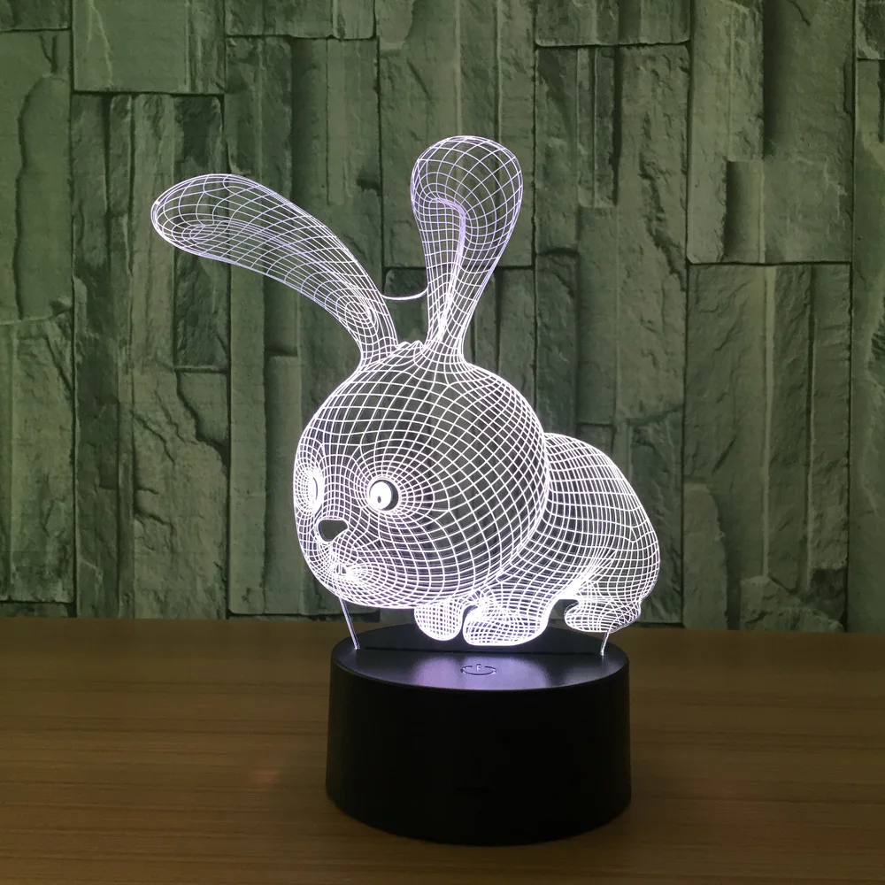 The Rabbit 3D Small Night Light Baby LED USB Desk lamp Color Chang