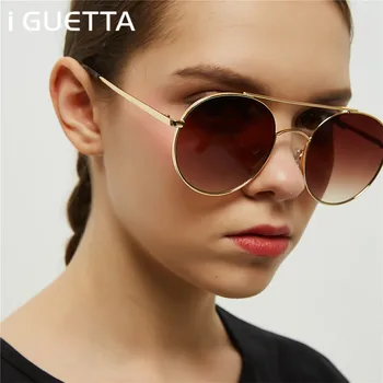 

iGUETTA Round Clear Sunglasses Women 2019 Luxury Designer Sunglass Women High Quality Metal Glasses Frame Oculos De Sol IYJB573
