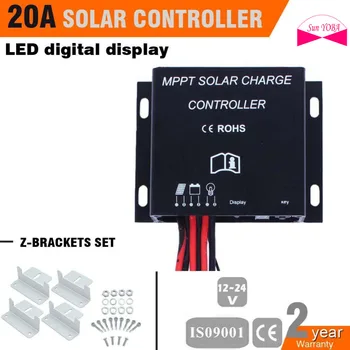 

20A 12V/24V MPPT solar Charge Controller CE Certify Auto Switch LED Digital Display + Z-Brackets Set for solar panel system A609