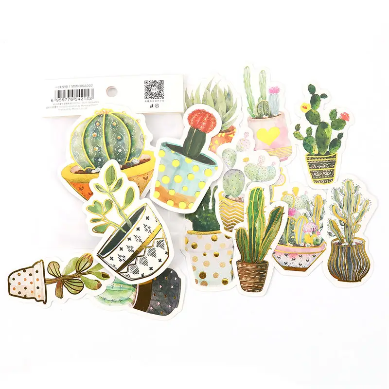 

Paper DIY Scrapbook Stickers Mixed Cactus Pattern Lovely Notebook Diary Decorations 7.2cm x6.8cm 6.8cm x3.2cm, 24 PCs/Packet