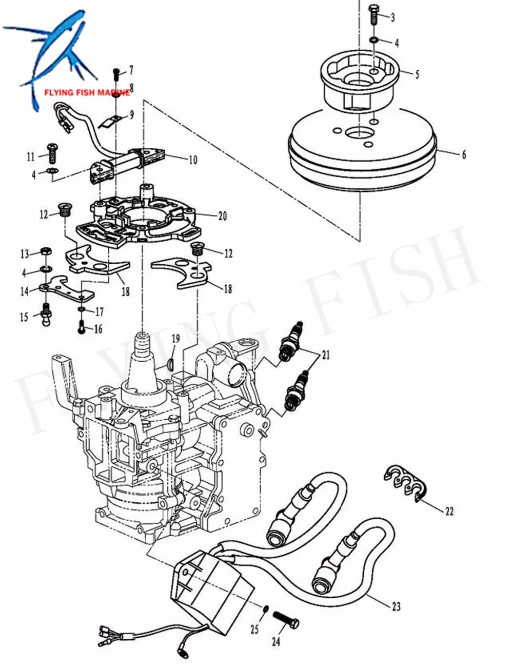 Лодочный мотор T8-05000702 T6-05000702 катушка Магнето в сборе для Parsun HDX 2-х тактный двигатель T6 T8 T9.8 лодочный мотор