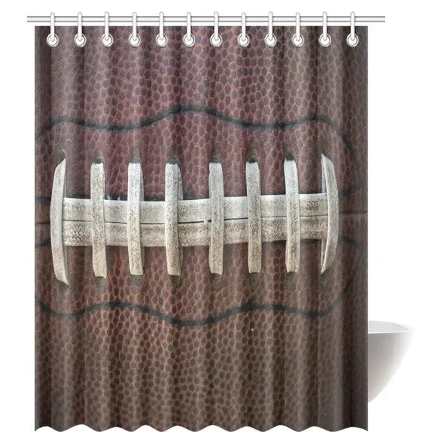 Aplysia Sports Decor Shower Curtain American Football Leather Laces Aplysia Sports Decor Shower Curtain American Football Leather Laces Fun Traditional Sport Fabric Bathroom Curtains