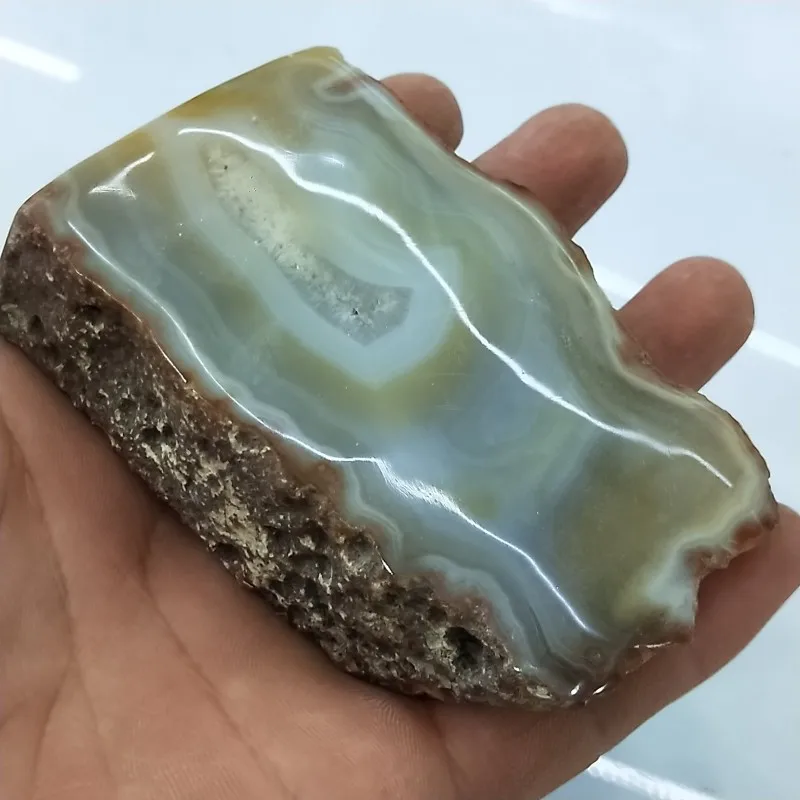 

DHXYZB 200-600g natural raw Grey agate Crystal gemstone slice meditation reiki healing stones and mineral platter home decor