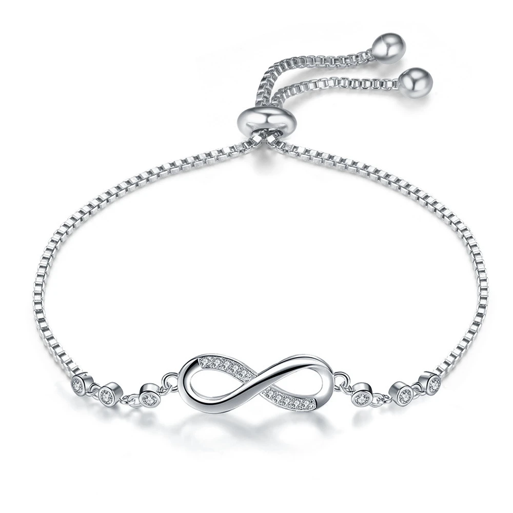 

8SEASONS 2018 New Fashion Jewelry for Women Rose Gold Silver Color Adjustable Bracelet Bangles Rhinestone Infinite Eight 1 Piece