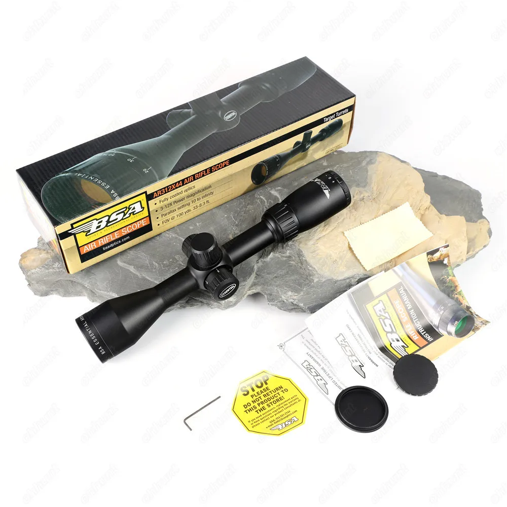 BSA Essential AR 3-12X44 Hunting Optics Riflescopes Side Parallax Mil Dot Reticle Air Gun Rifle Scope with Metal Lens Cover (11)