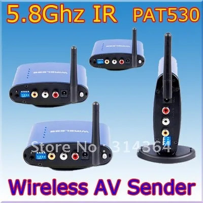 PAT-530 5.8Ghz Wireless Audio+Video AV Transmitter 1xSender + 3xReceiver 200M wireless av sender,Free Shipping,Wholesale