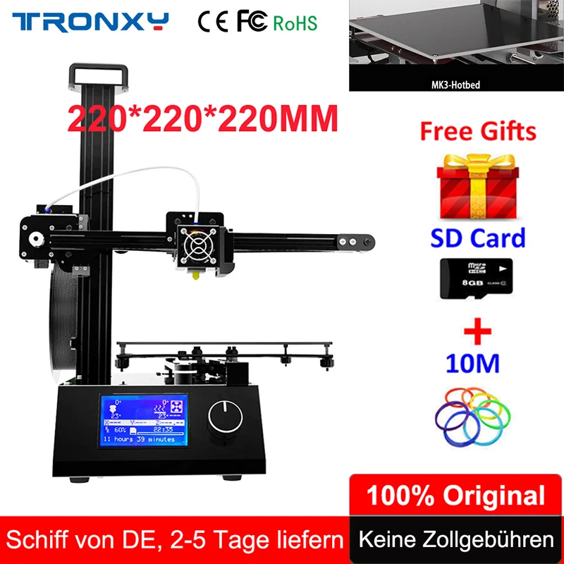 

Tronxy i3 3D Printer High Precision DIY Kit Print Size 220*220*220mm With Aluminium Extruder Hotbed SD Card Build Tools Filament