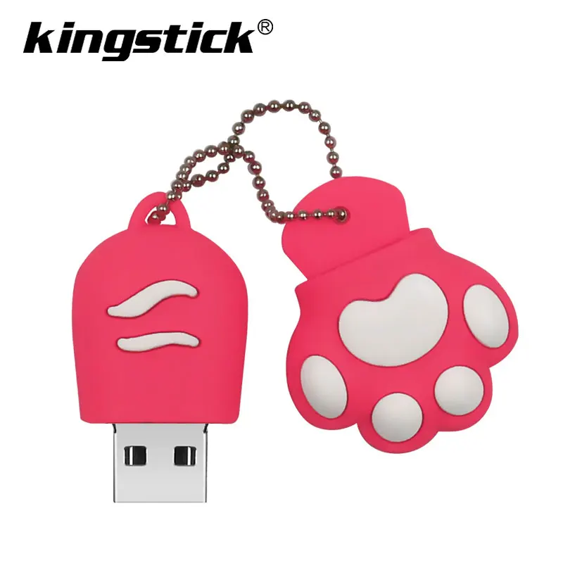 Cute Cat Claw USB Flash Drive 7 colors Pen driv Stick 4GB 8GB 16GB 32GB 64GB Memory Sticks best gift Pen Drive Flash U disk - Color: pink