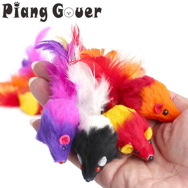 10pcs/lot Feather Mouse Pet Toys Mice Cats Toys Colorful Mouse Cat Toy