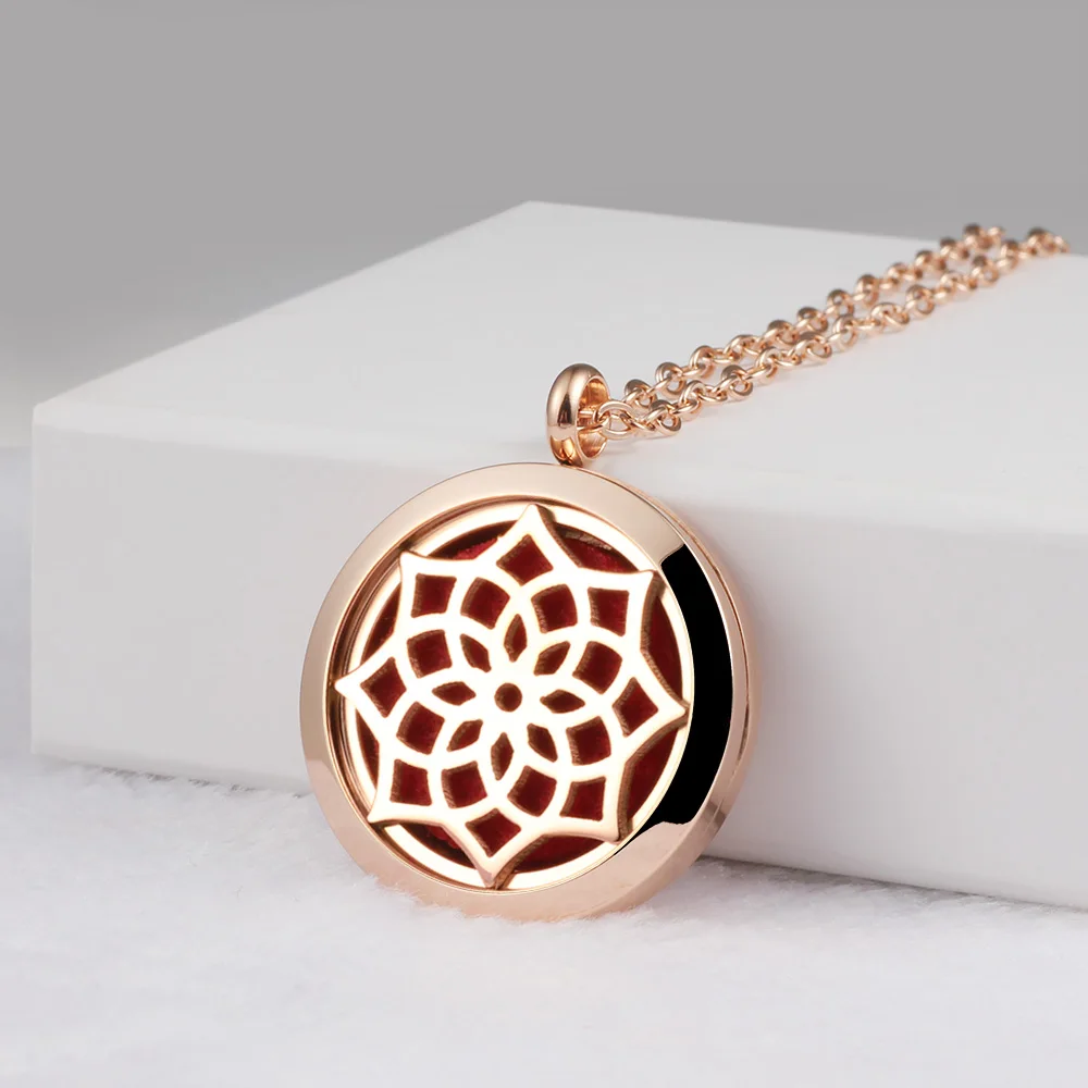 With Chain as Gife! Wholesale 20mm 25mm 30mm 316LStainles Steel Essential Oil Diffuser Perfume Locket Necklace 3