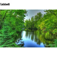 DIY на заказ алмазная живопись зеленый парк живописные речные пути полный квадратный круглый дрель 3d вышивка мозаичная картина Стразы Новинка
