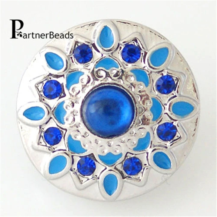 

10pcs/lot 18mm Partnerbeads Snap Crystal Snap Button Charm Popper Jewelry Free Shipping KB8160