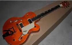 Бесплатная доставка Топ Музыкальные инструменты оранжевый Gretsch Сокол 6120 Электрогитары с Bigsby тремоло-15-12