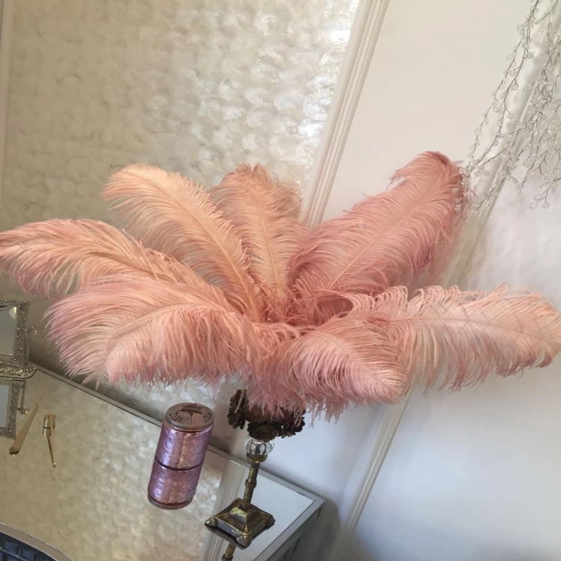 50-55 см 20-22 дюйма длинные страусиные перья цвета шампанского розового цвета Окрашенные Высокое качество Diy Страусиные Свадебные Центральные элементы