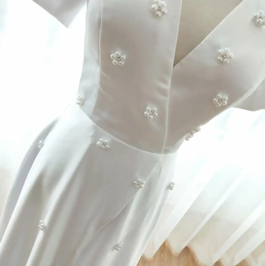 Fashion Song Hye Kyo Wedding Dresses Korea Simple Floor Length