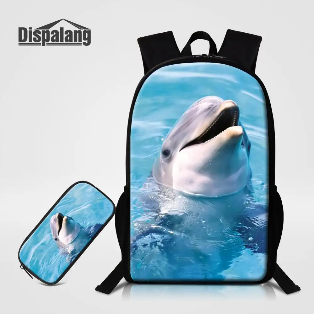 Lovely dolphin 3D fashion 16/" shoulder bag unisex Backpack school bag new