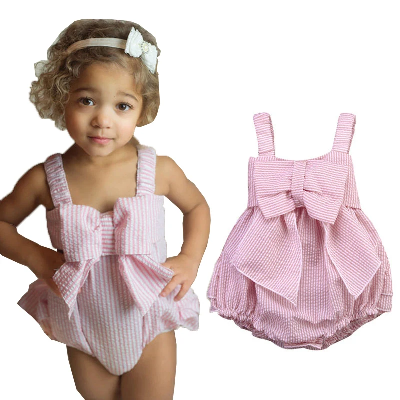 Summer Pink 2017 Baby Ruffle Layered Bodysuits Toddler Baby Girls