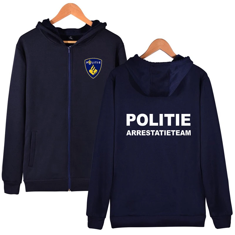 Netherlands Politie Police Print Fashion Men Women Zipper Hoodies Jackets Tracksuit Casual Long Sleeve Zip Up Hooded Sweatshirts
