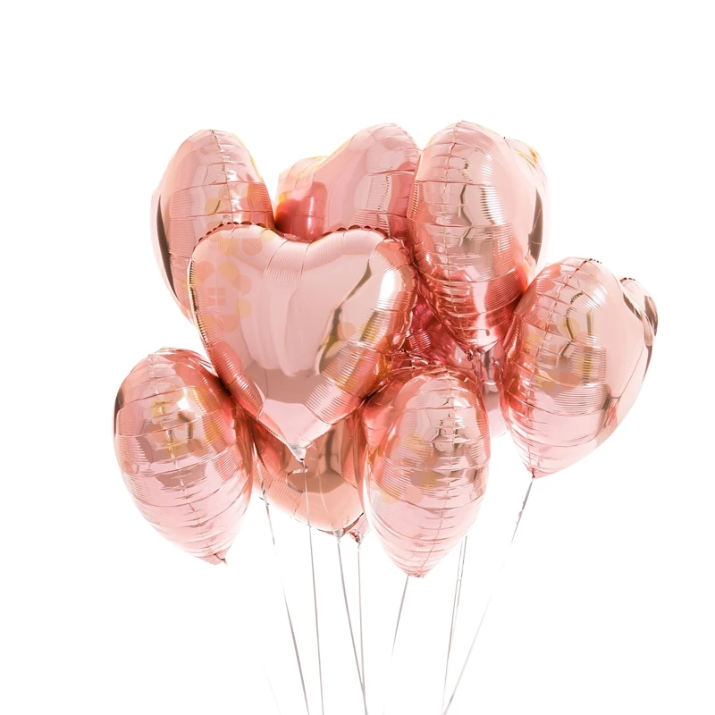 10 шт 18 дюймов сердце в форме сердца гелиевые воздушные шары розовый детский душ воздушный шар из фольги для вечеринок Свадьба День Рождения украшения воздушные шары - Цвет: 10pcs rose gold