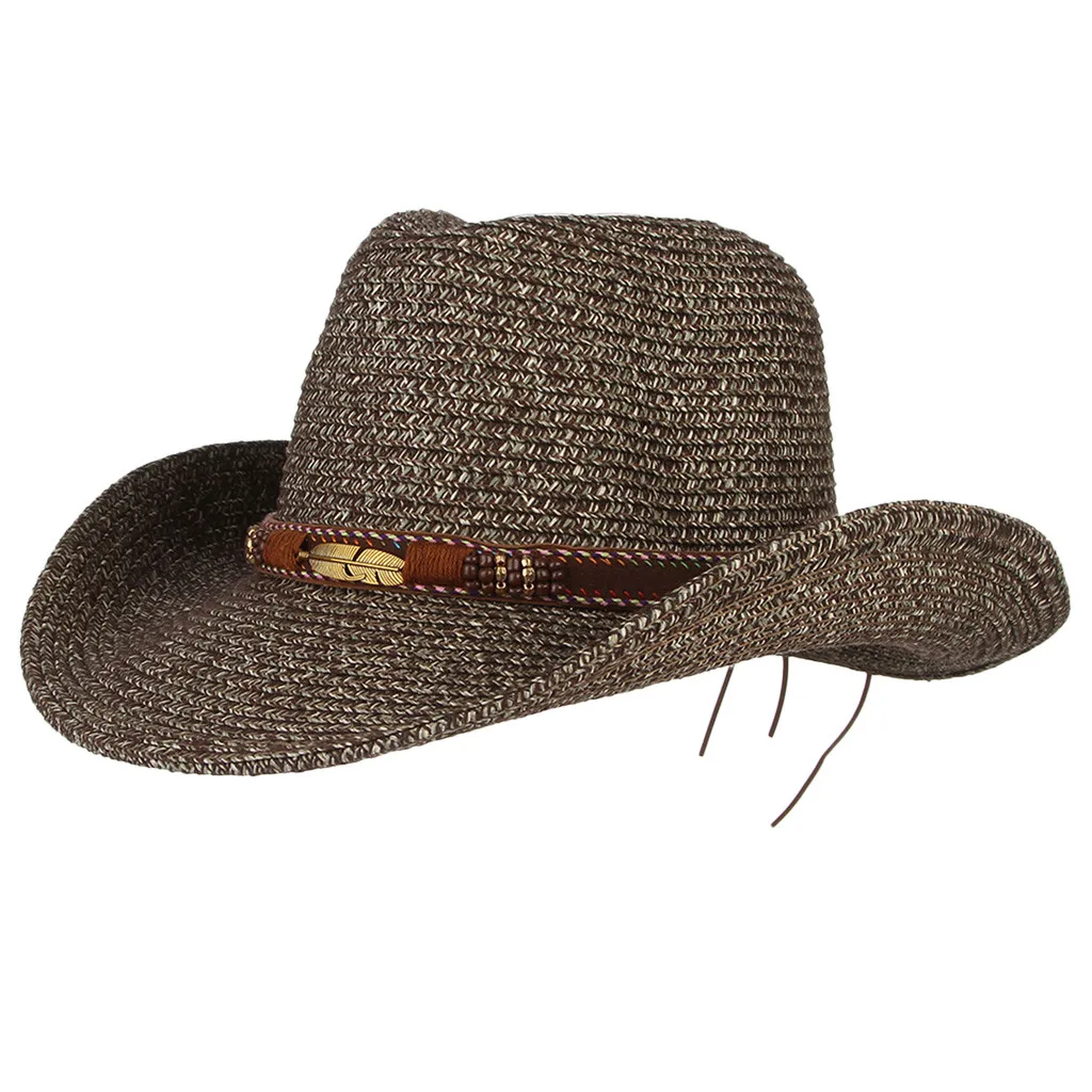 Модная шляпа Мужская Женская Ретро ковбойский шлем кожаный ремень широкополая шляпа