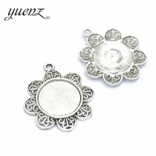 YuenZ 3 pcs 2 Cores Colar Pingente Setting Bandeja Base de Bisel Cabochão Em Branco Ajuste 20*20mm flor Redonda cabochão Jóias Fazendo C10