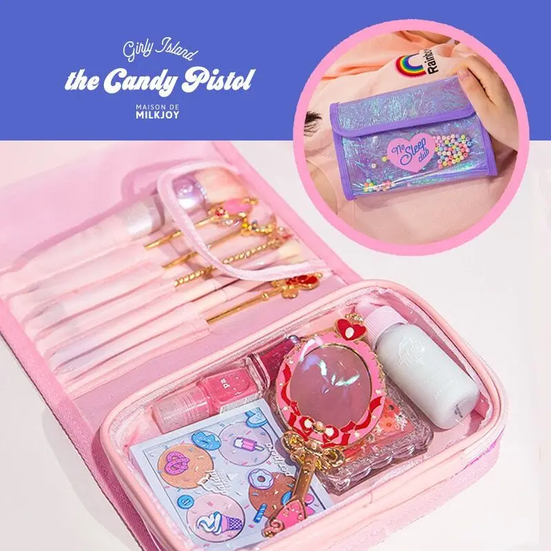 

Bentoy Korea Cosmetics Bag for girls PVC Make up Brush Case Travel Wash Toiletry Cases Storage Bag Bentoy Laser Women Pouch