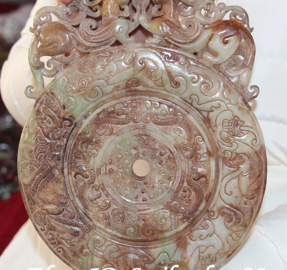 

Old Chinese Natural Hetian Jade Yu Pure Hand Dragon Beast Pixiu Folding Screen