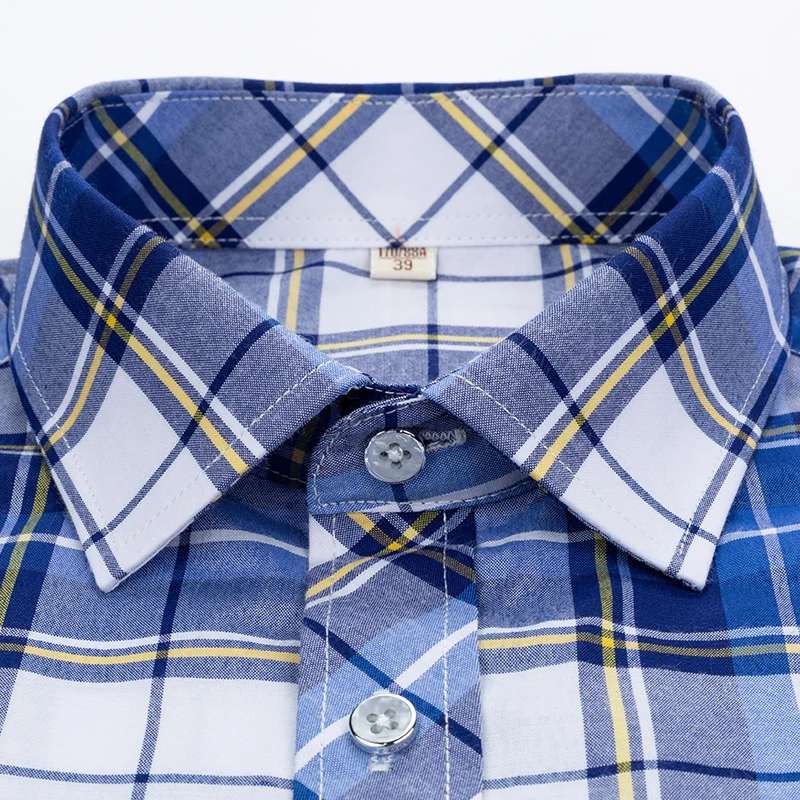 Men casual shirt checkered short sleeved summer slim fit with front pocket